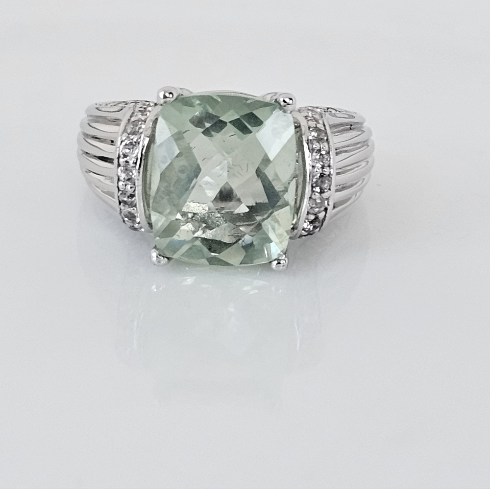 Rare Victoria Wieck Prasiolite & White Topaz Ring Sterling Silver Sz 8!
